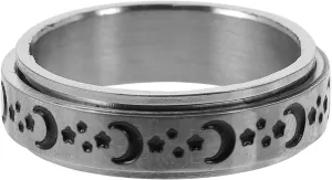 BESPORTBLE High Polished Titanium Steel Ring Scratch Resistant Star and Moon Design Rotatable Fashion Ring