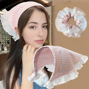 Bincout Meerore 2PCS Boho Headbands Sunscreen Headscarf Hair Band Lace Hair Scrunchies Elastic Hair Ties Floral Head Kerchief Hair Scarves Hair Bandanas for Women Girls J