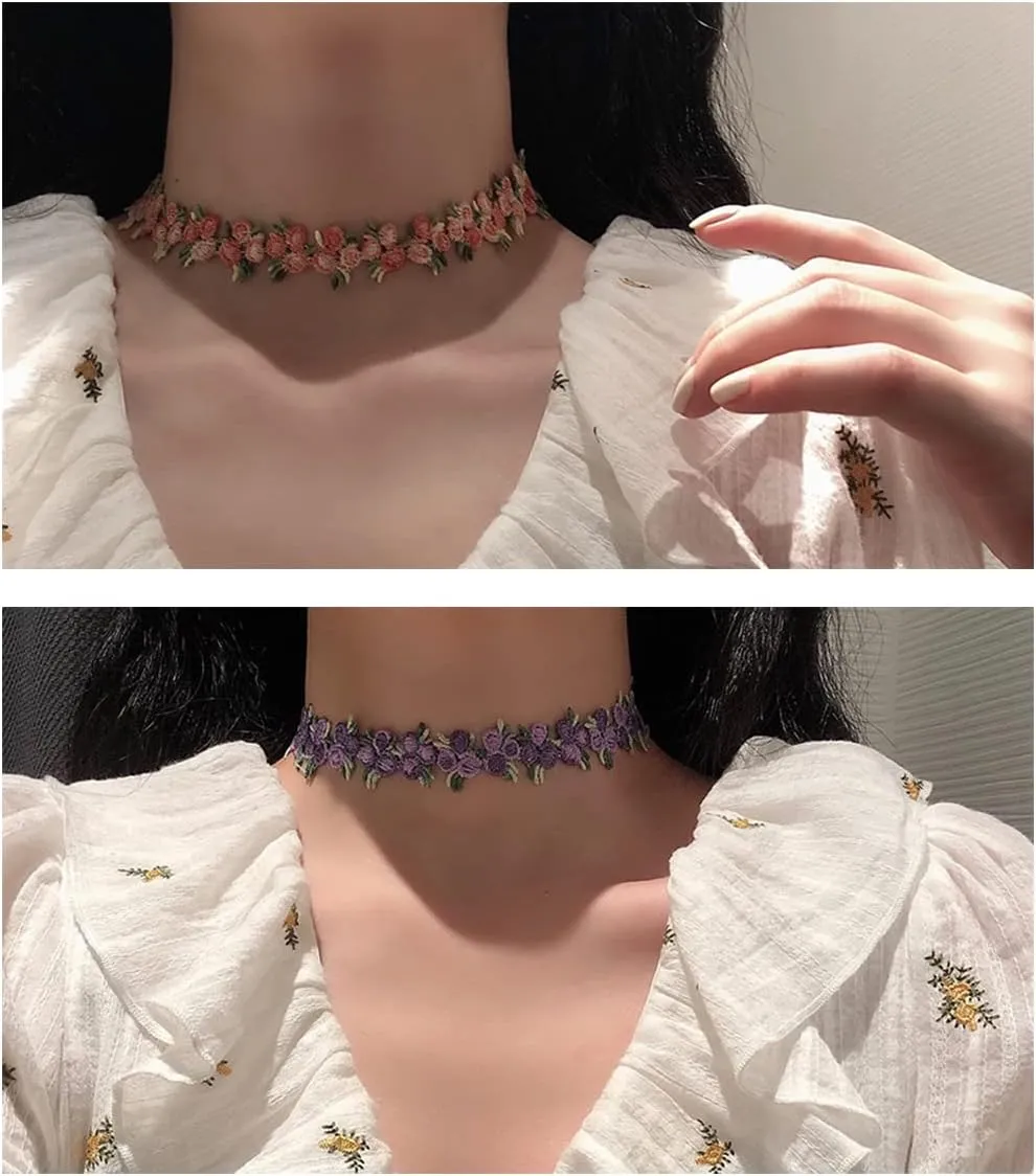 Black Choker Necklace Set Velvet Lace Choker Daisy Gothic Punk Classic Choker