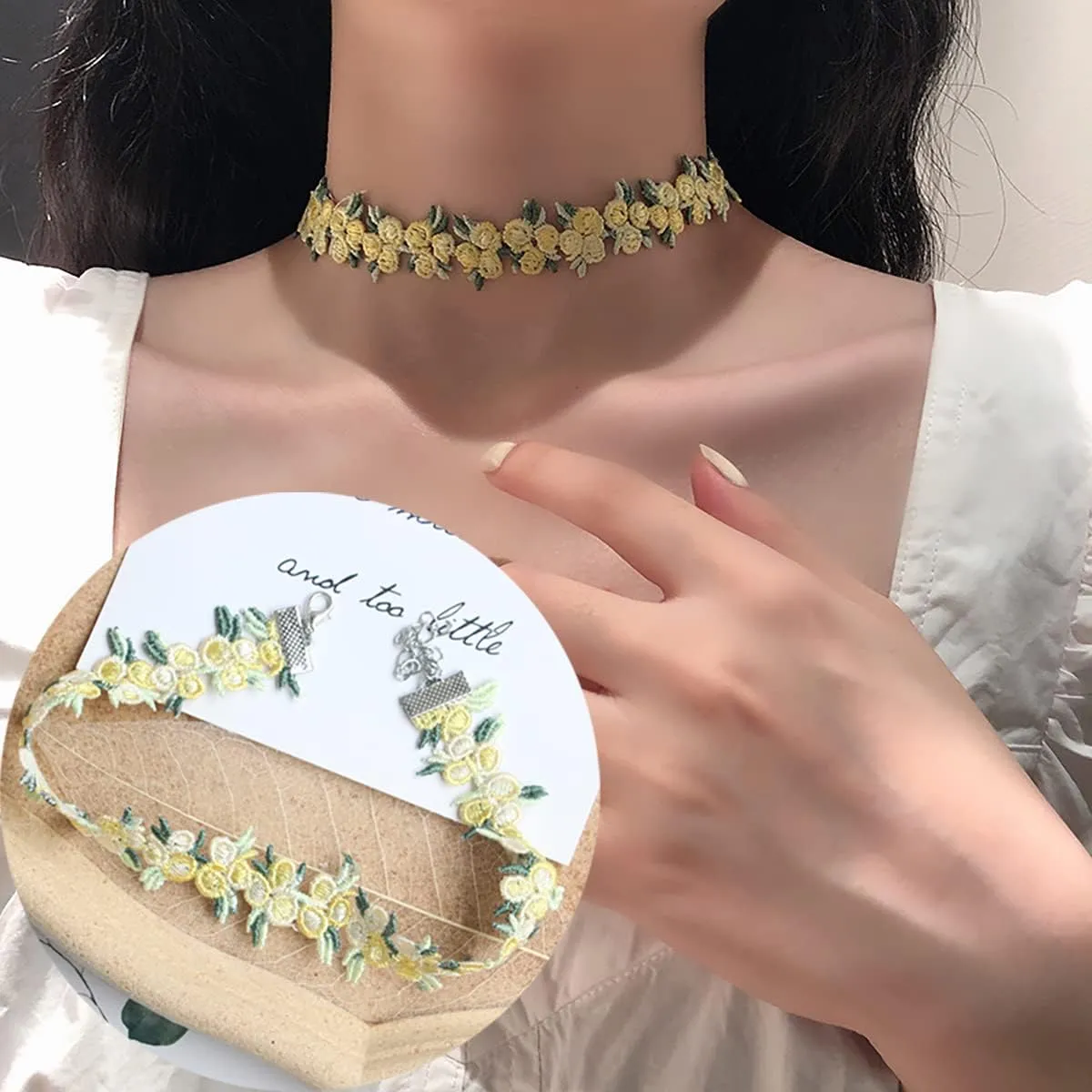 Black Choker Necklace Set Velvet Lace Choker Daisy Gothic Punk Classic Choker