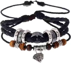 Bohemian style braided leather bracelets for men and women exotic ethnic style personalized retro bead weaving braided bracelets