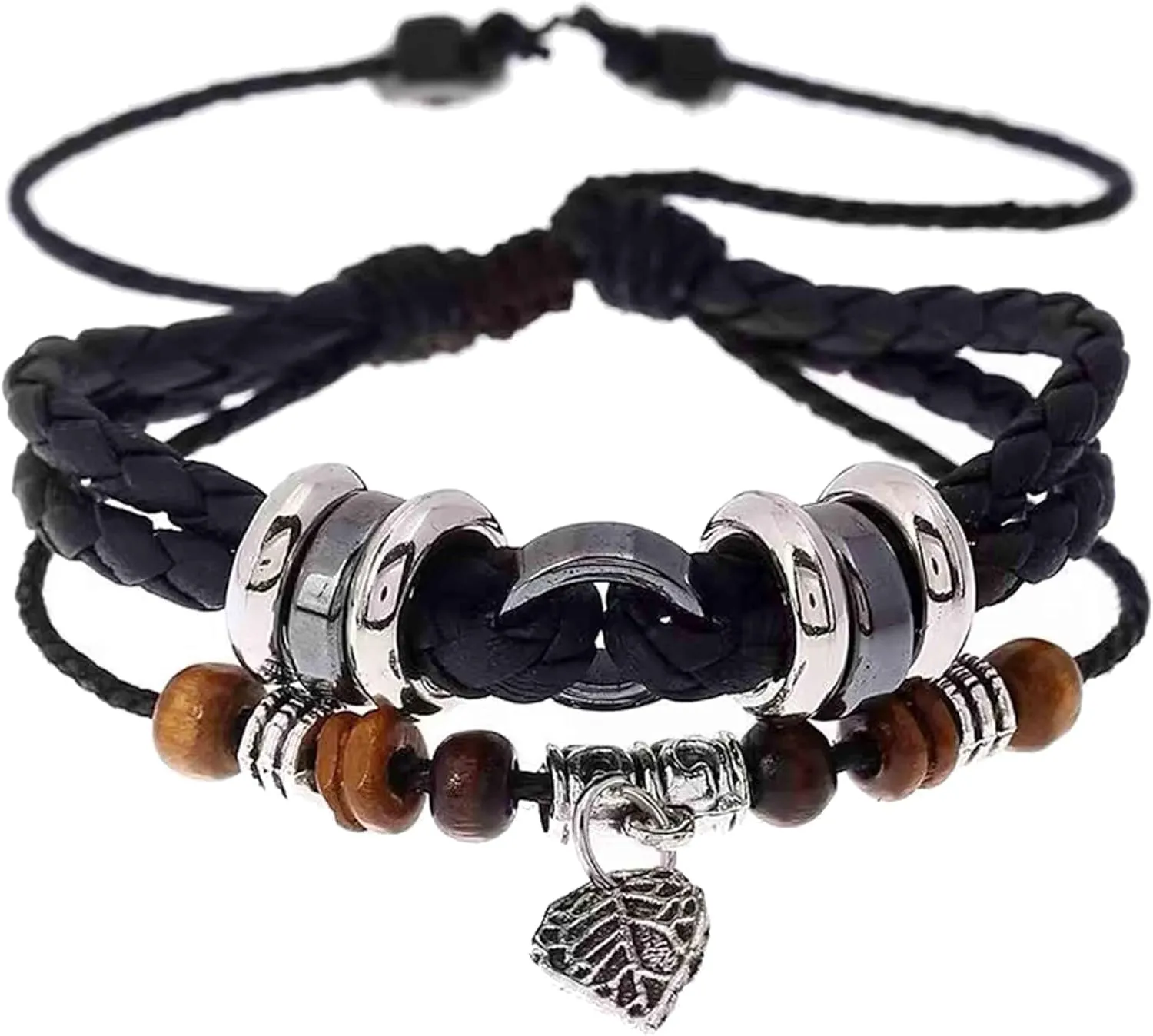 Bohemian style braided leather bracelets for men and women exotic ethnic style personalized retro bead weaving braided bracelets