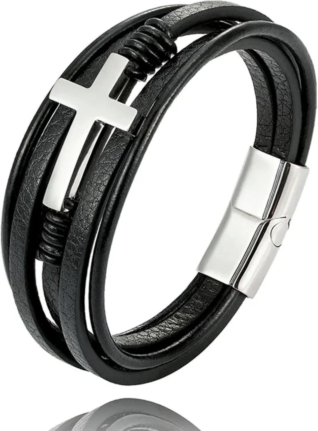 Bracelet Men Bracelets Jewellery Braided Leather Bracelet Classic Double Cross Leather Men'S Bracelet Accessorie