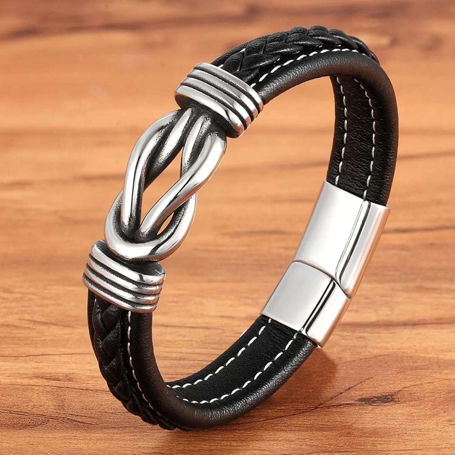 Bracelet Men Bracelets Jewellery Men'S Leather Bracelet Hand-Woven Black Blue Leather Bangle