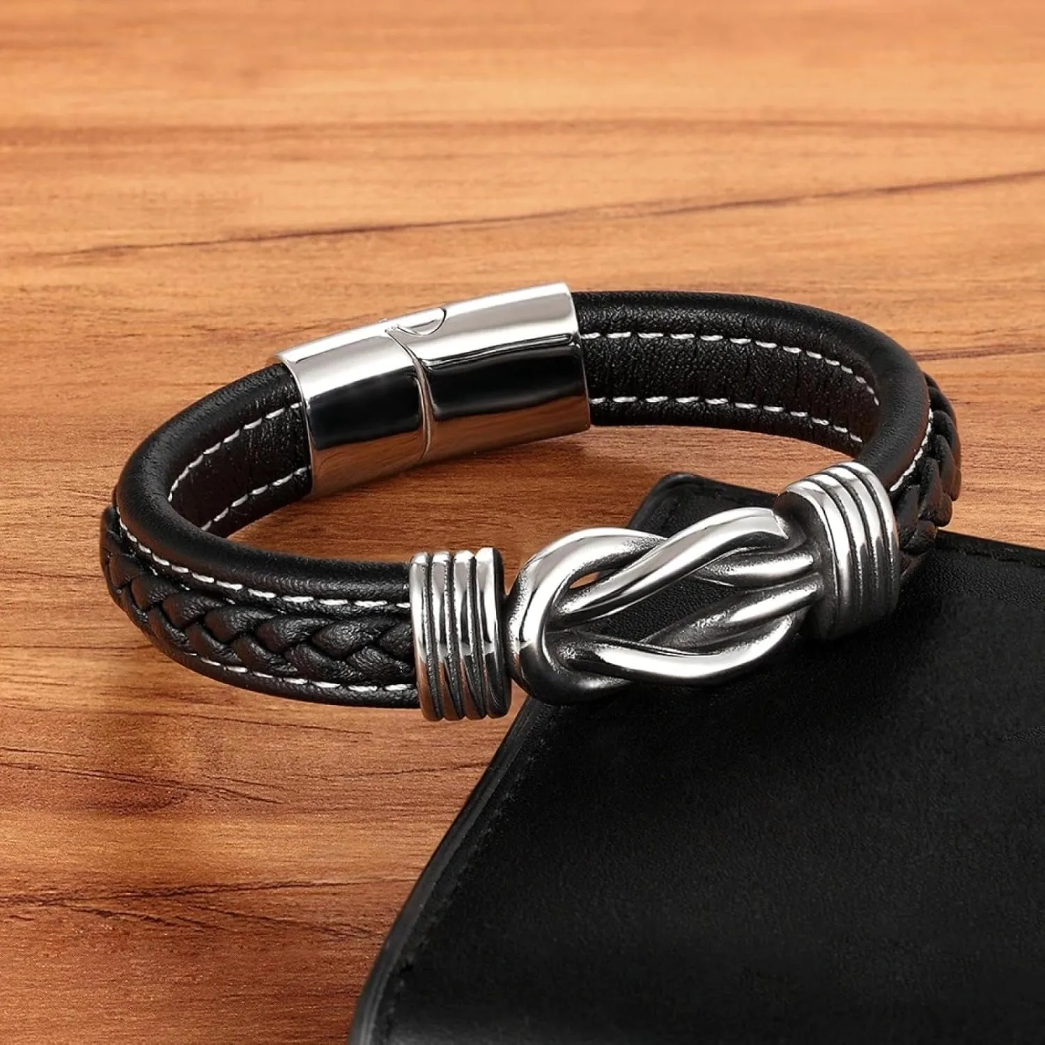 Bracelet Men Bracelets Jewellery Men'S Leather Bracelet Hand-Woven Black Blue Leather Bangle