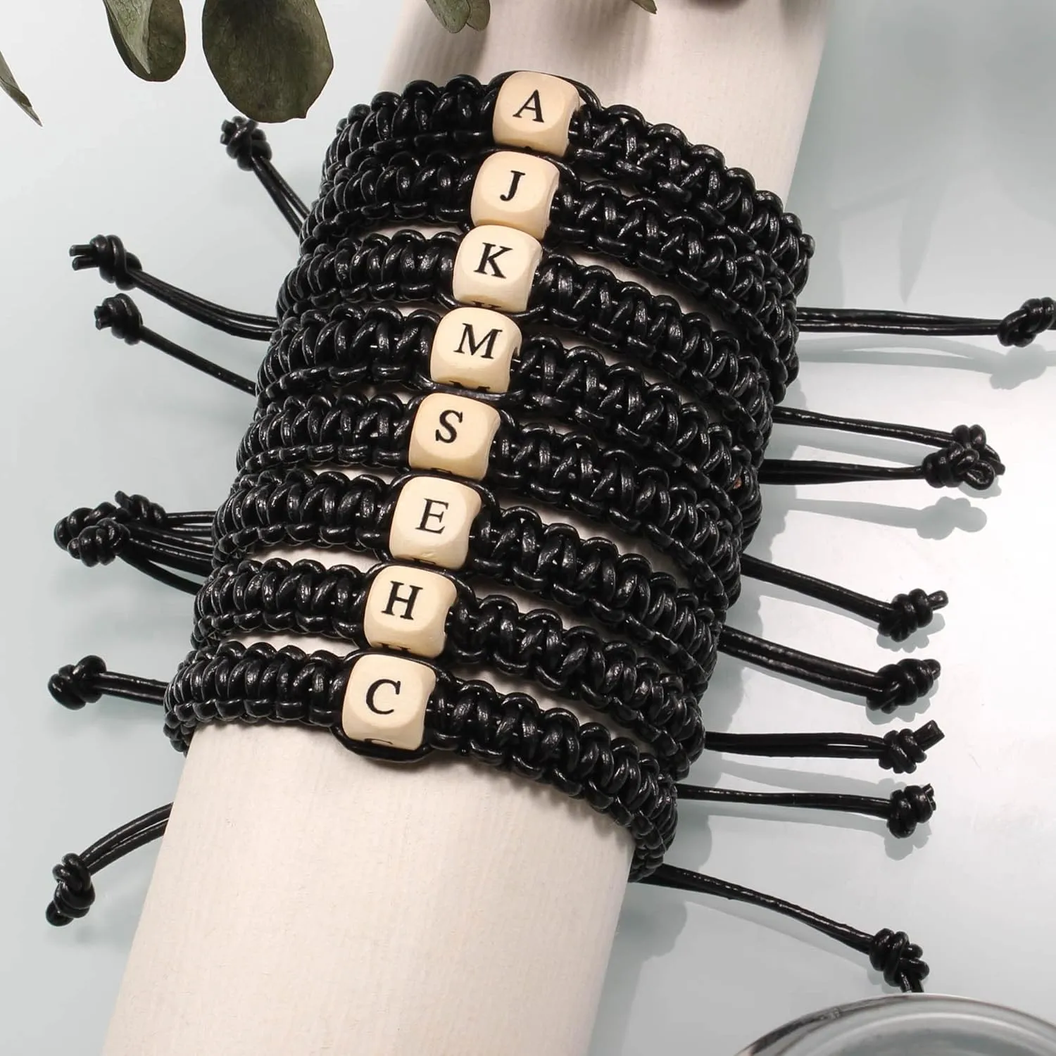 Btysun Dad Gifts for Fathers Day, Initial Bracelet for Men Teens Stocking Stuffers Adjustable Letter A-Z Mens Leather Bracelet Valentines Day Gifts for Him Son Husband Graduation Christmas Jewelry