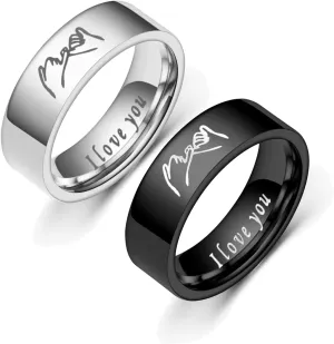 choice of all 2PCS Pinky Promise Ring for Couples Matching Pinky rings for Friendship I Love You Wedding Bands Rings for Women Men Couple (Promise Ring-8)
