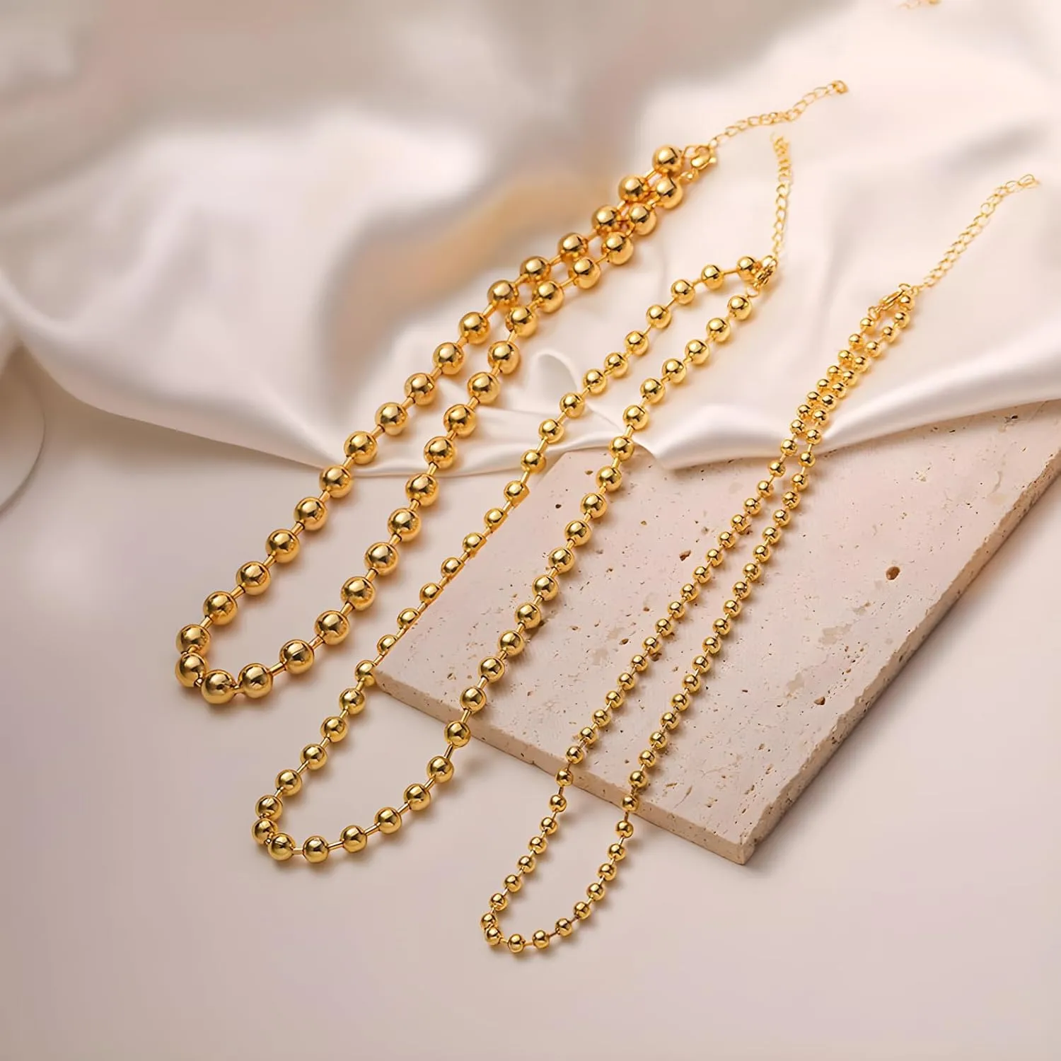 Chunky Ball Beaded Necklace for Women Big Heart Clover Seashell Necklaces Beads Chain Neck Choker Jewelry