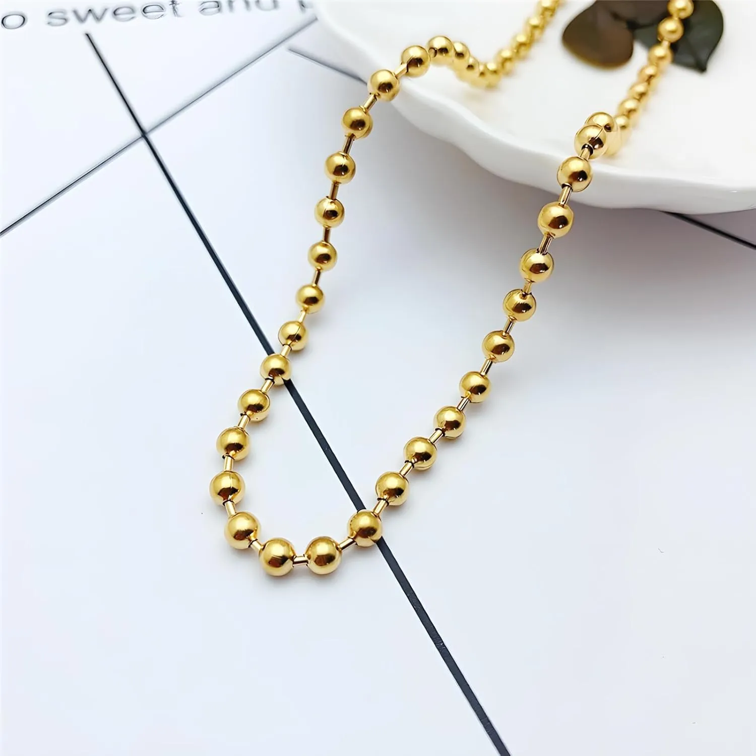 Chunky Ball Beaded Necklace for Women Big Heart Clover Seashell Necklaces Beads Chain Neck Choker Jewelry