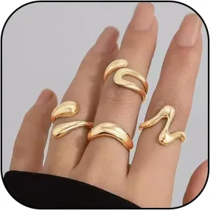 Chunky Gold Rings for Women Non Tarnish Gold Plated Stackable Chunky Rings Dome Bold Knuckle Rings Boho Statement Rings Set Wedding Bands Jewelry Set