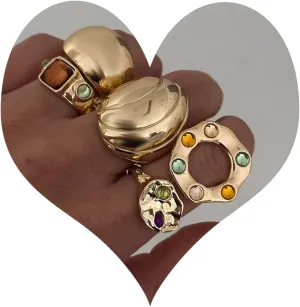 Chunky Gold Rings Set for Women Pearl Flower Crystal Open Statement Knuckle Finger Rings Punk Party Jewelry