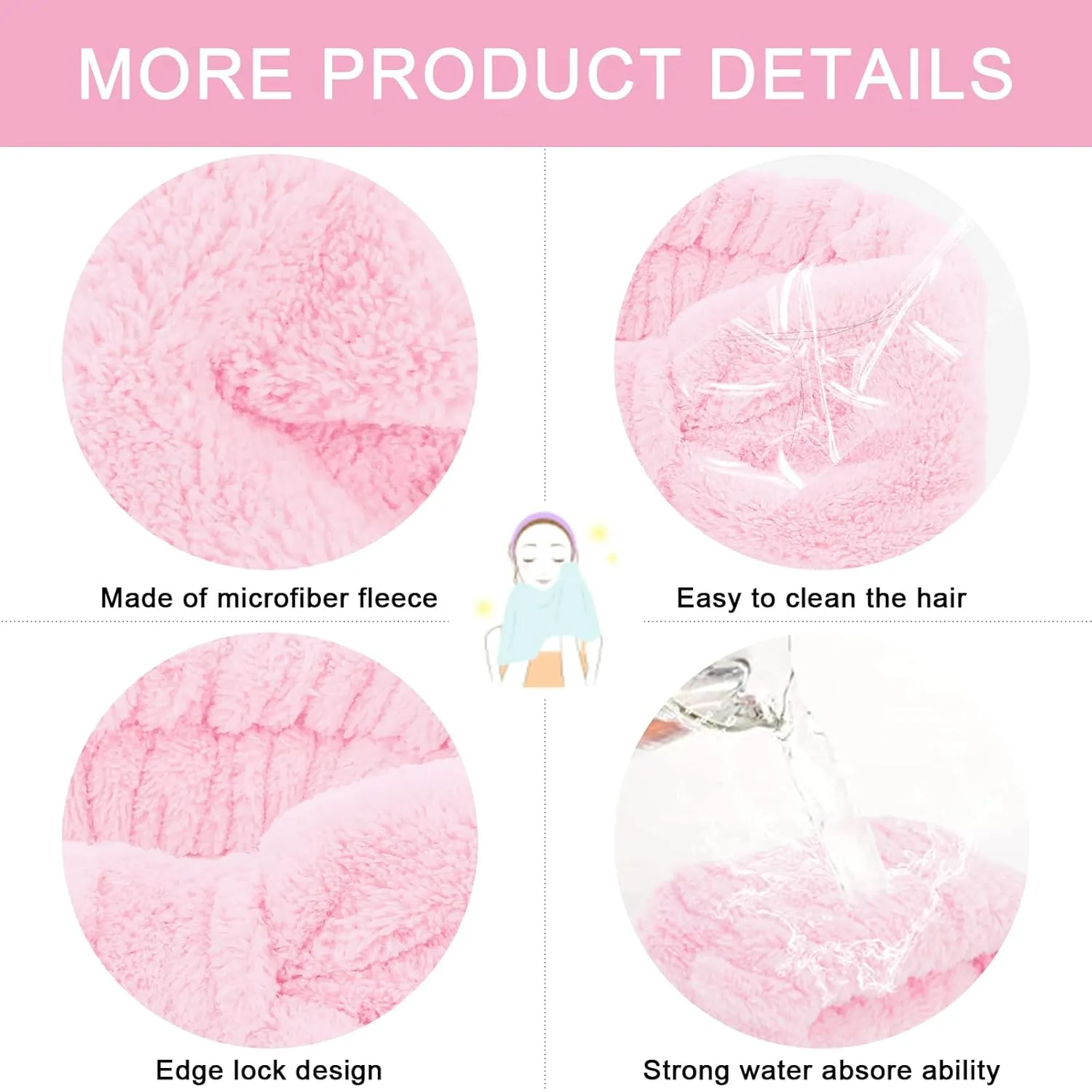 CIEHER 12 PCS Black & Pink Makeup Headband for Women Wrist Washband Scrunchies Cuffs for Washing Face, Soft Bow Hair Band Matching Wristbands