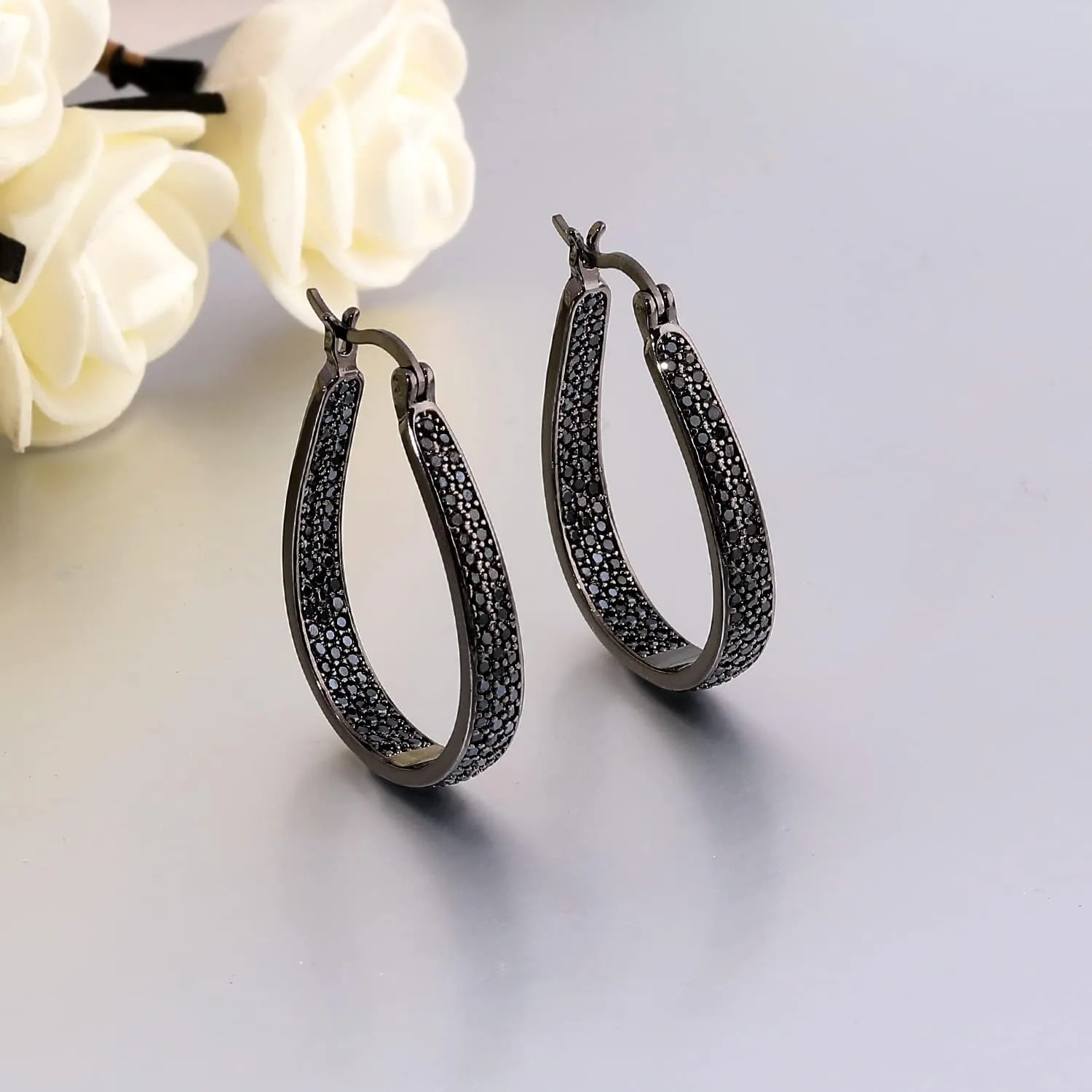 CiNily 925 Sterling Silver Post Hoop Earrings for Women Gilrs Multcolors Cubic Zircon Hoops 14K Gold Plated Oval Chunky Hoop Earrings Jewelry Gift for Mothers Day/July 4th/Wedding/Party/Christmas