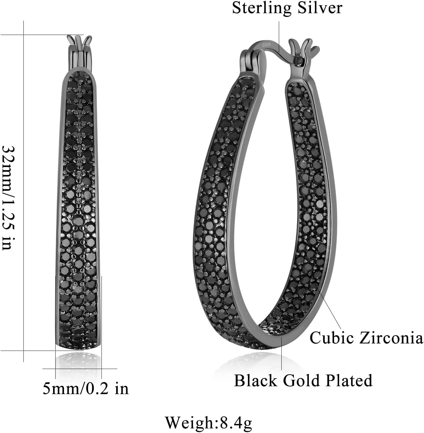 CiNily 925 Sterling Silver Post Hoop Earrings for Women Gilrs Multcolors Cubic Zircon Hoops 14K Gold Plated Oval Chunky Hoop Earrings Jewelry Gift for Mothers Day/July 4th/Wedding/Party/Christmas