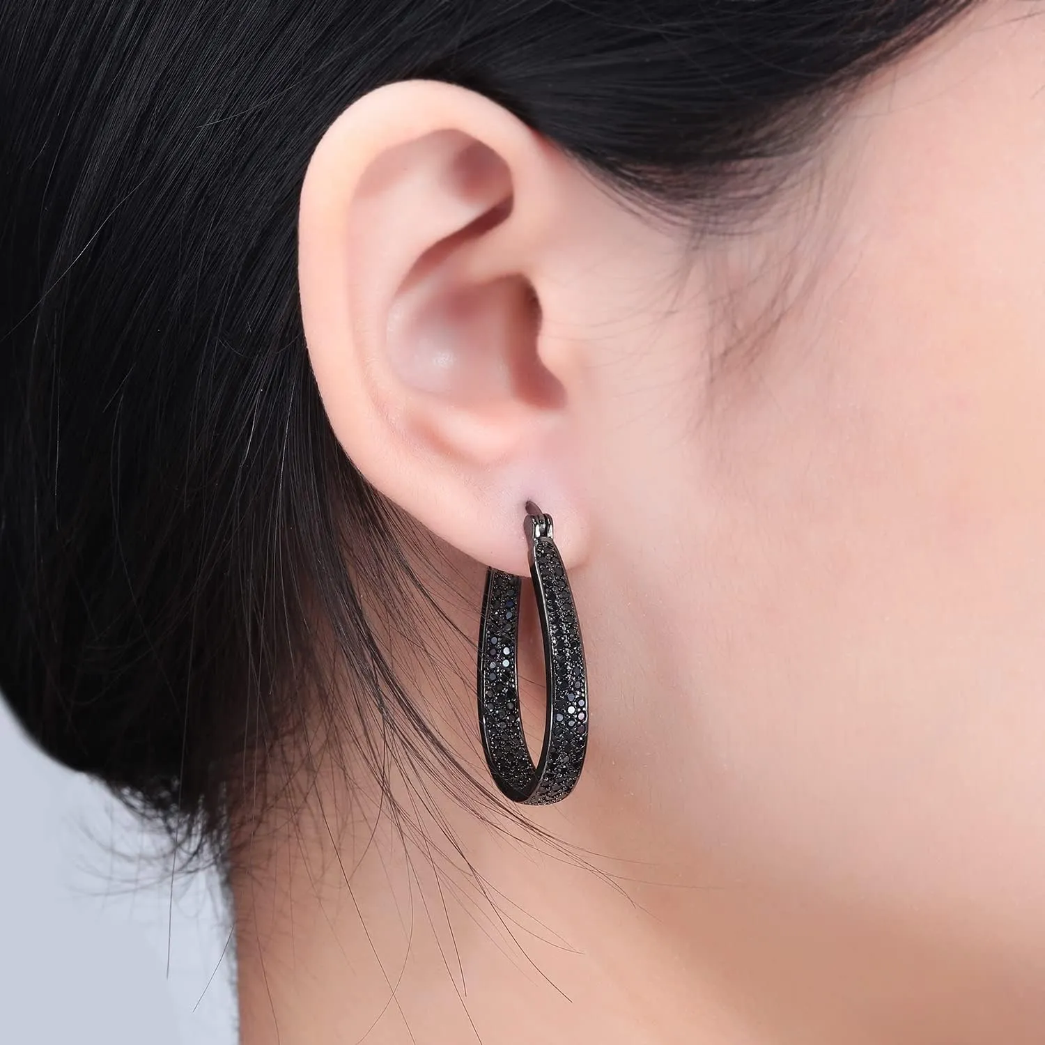 CiNily 925 Sterling Silver Post Hoop Earrings for Women Gilrs Multcolors Cubic Zircon Hoops 14K Gold Plated Oval Chunky Hoop Earrings Jewelry Gift for Mothers Day/July 4th/Wedding/Party/Christmas