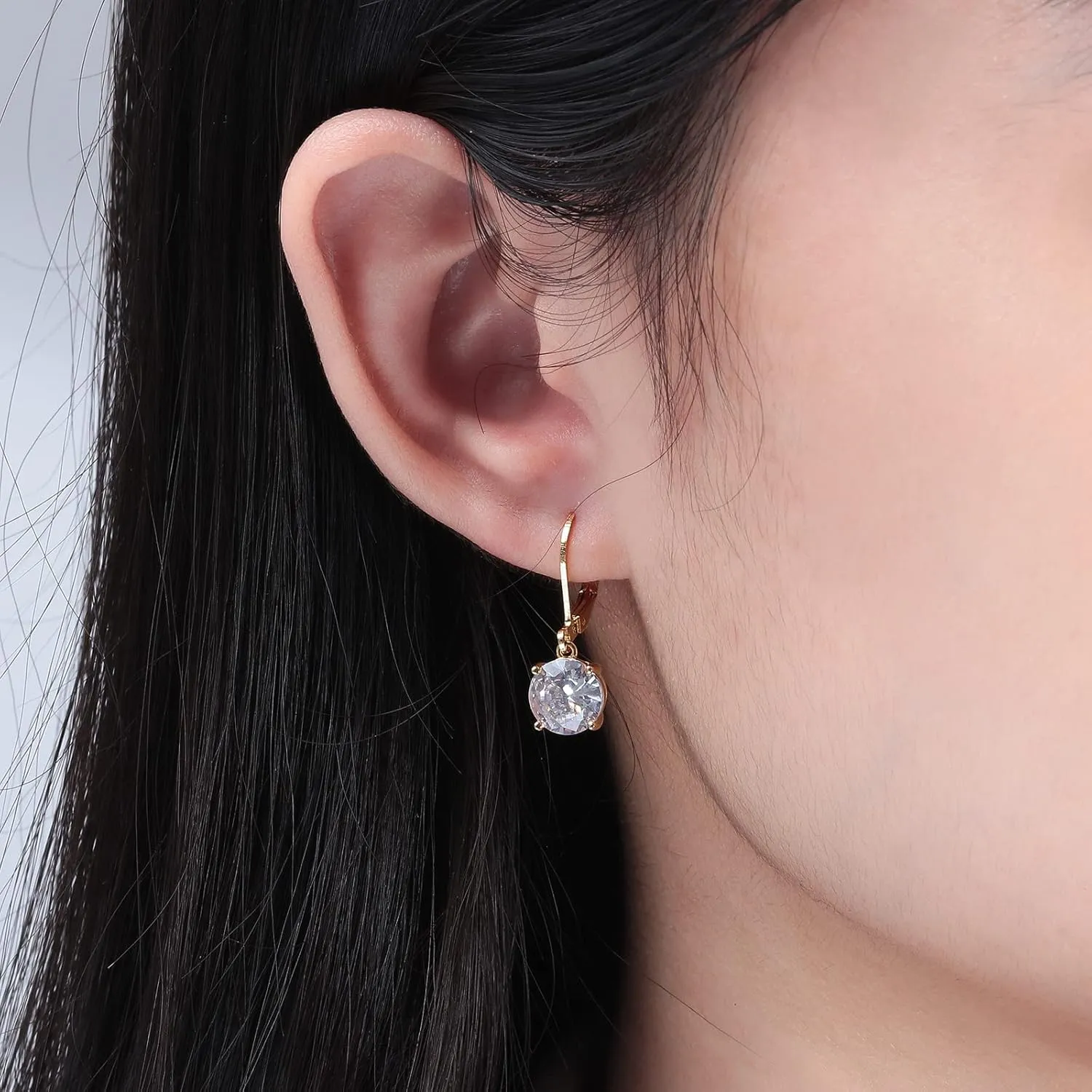 CiNily Leverback Dangle Earrings Created Crystal Drop Earrings Gold Plated Jewelry Gift for Women Girls 8mm