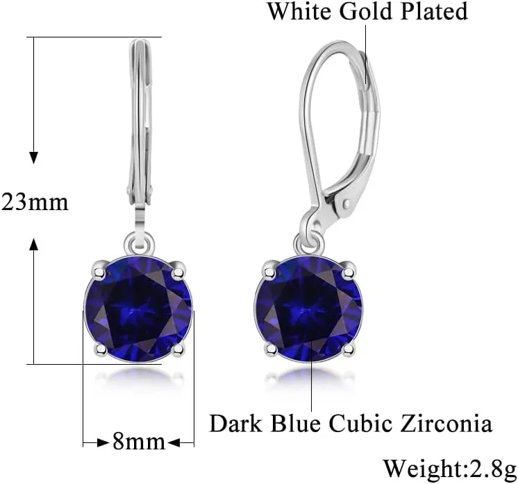 CiNily Leverback Dangle Earrings Created Crystal Drop Earrings Gold Plated Jewelry Gift for Women Girls 8mm
