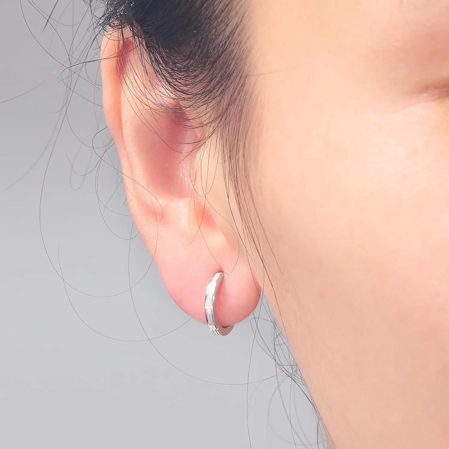 CiNily Sterling Silver Hoop Earrings, Tiny Opal Hoop Earrings for Women Small Huggie Earrings Lightweight Dainty Mini Hoops Hypoallergenic Jewelry Cartilage Piercing Hoop Earrings 12mm
