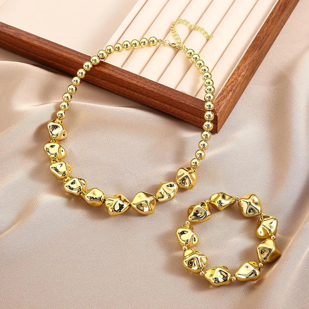 CLOACE Chunky Pearl Choker Necklace Set Gold Beaded Punk Necklaces Jewelry Accessories for Women