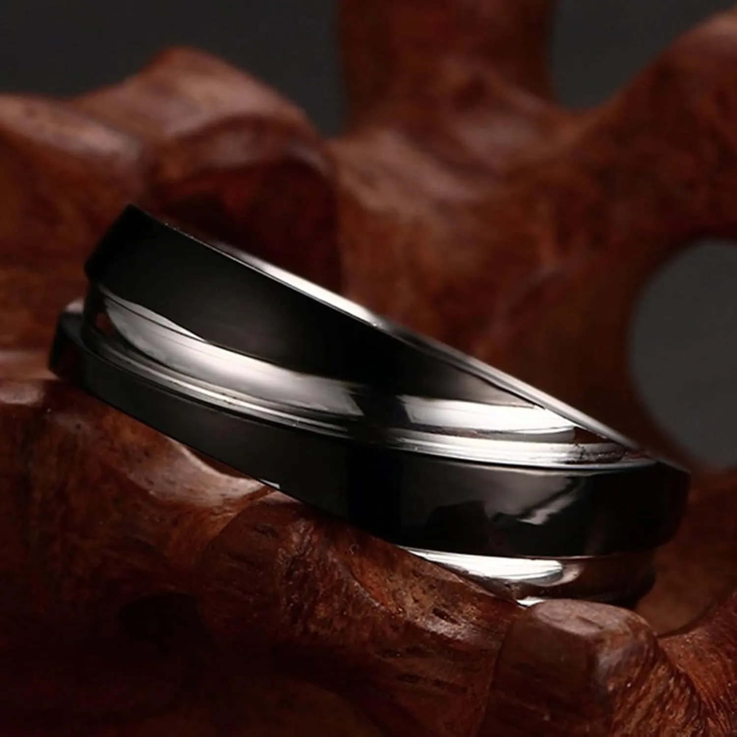 Couple Rings Engraved Couples Rings Engagment,Couple Wedding Rings Stainless Steel Black Gold Silver Ring Round Ring 6MM Rings for Couples