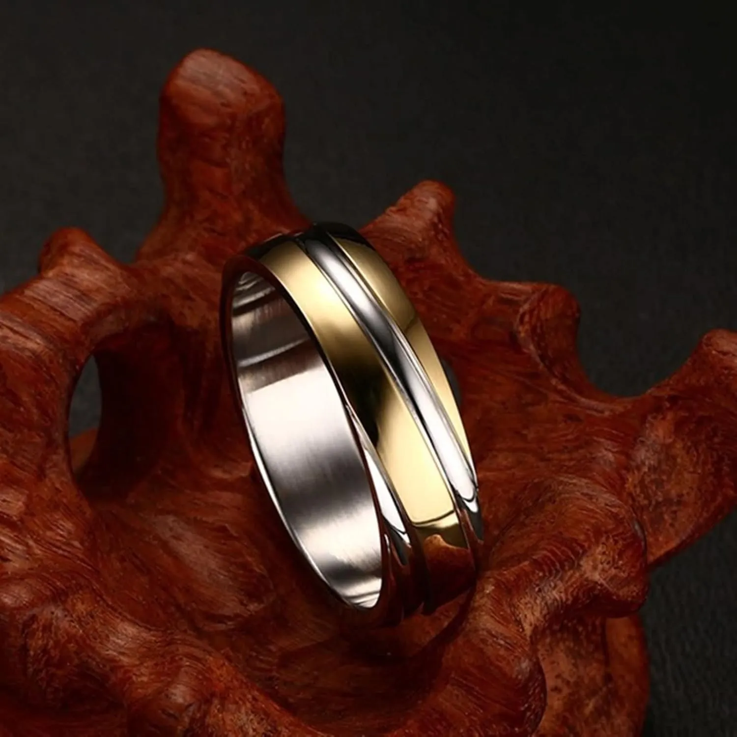 Couple Rings Engraved Couples Rings Engagment,Couple Wedding Rings Stainless Steel Black Gold Silver Ring Round Ring 6MM Rings for Couples