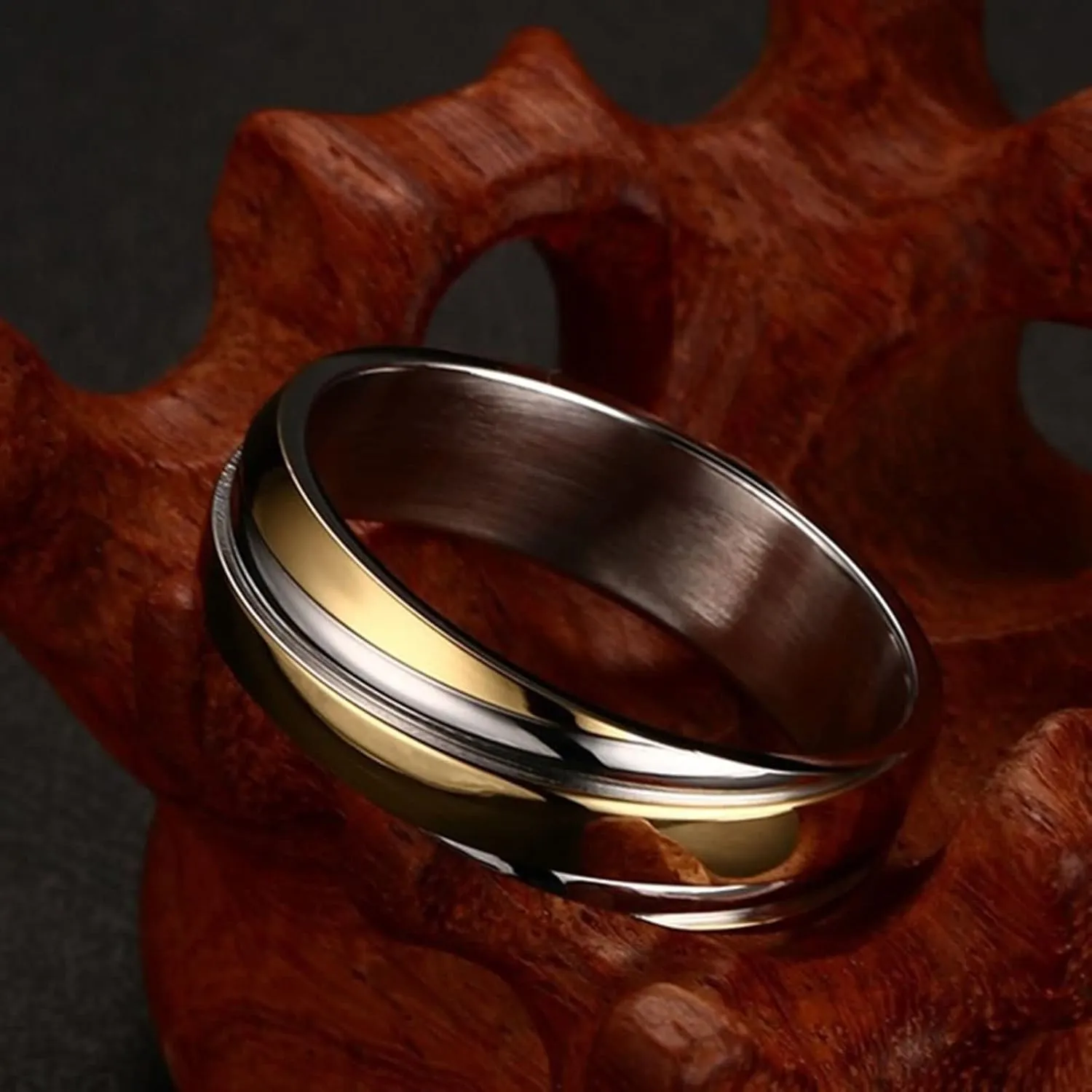 Couple Rings Engraved Couples Rings Engagment,Couple Wedding Rings Stainless Steel Black Gold Silver Ring Round Ring 6MM Rings for Couples