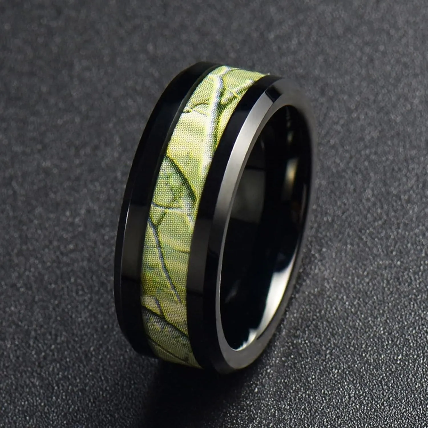 Couple Rings Engraving, Black Tungsten Rings for Women 8mm Ring with Branches Pattern Men's and Women's Fashion Rings