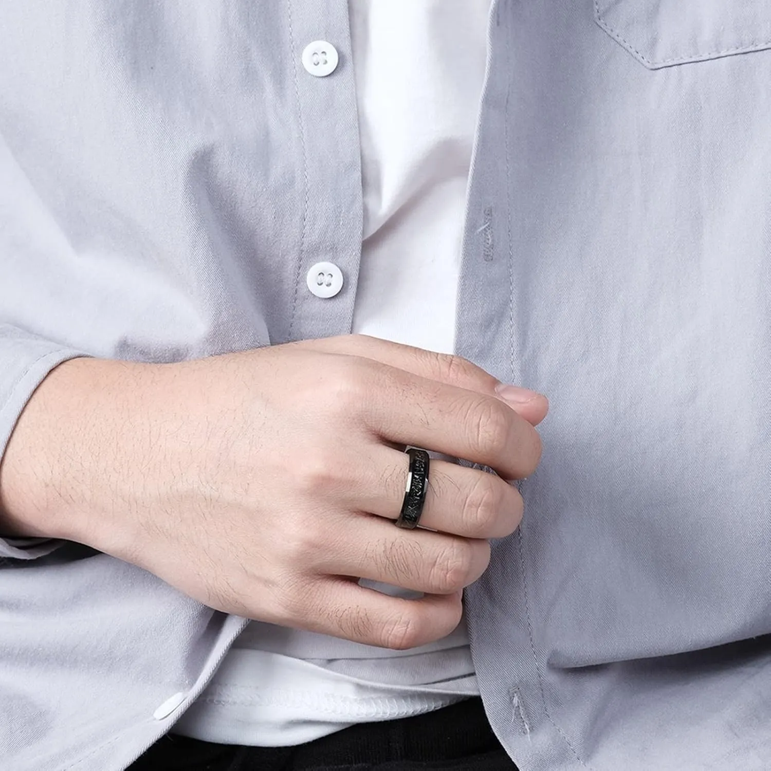 Couple Rings Matching, Mens Rings Tungsten Black 6mm Ring Inlay Metal Rings for Men and Women
