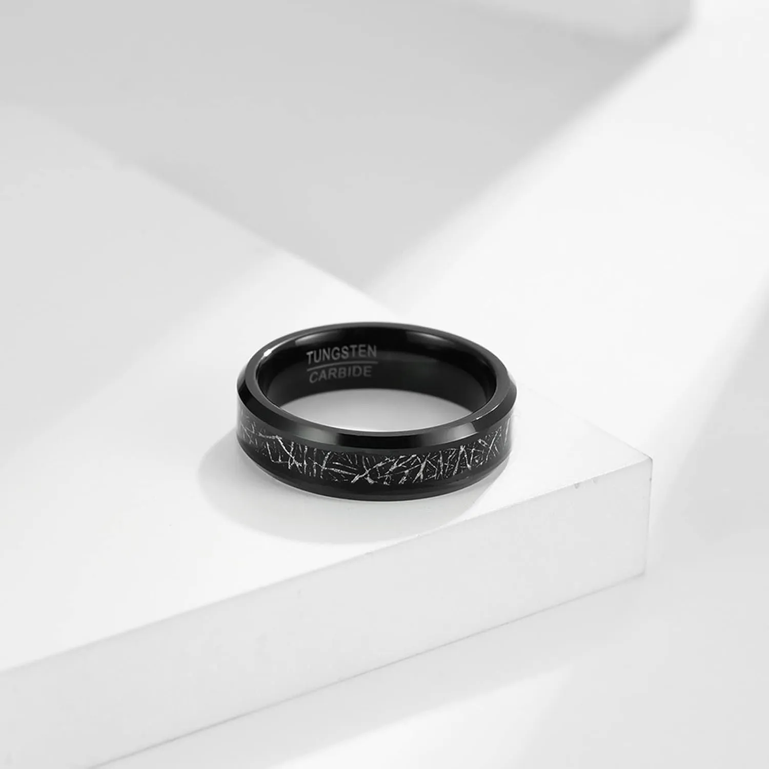 Couple Rings Matching, Mens Rings Tungsten Black 6mm Ring Inlay Metal Rings for Men and Women