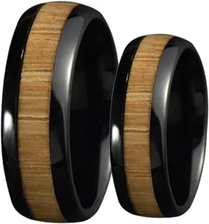 Couple Rings Personalized, Black Tungsten Carbide Rings for Men 8mm Ring Inlay Wood Fashion Couple Ring