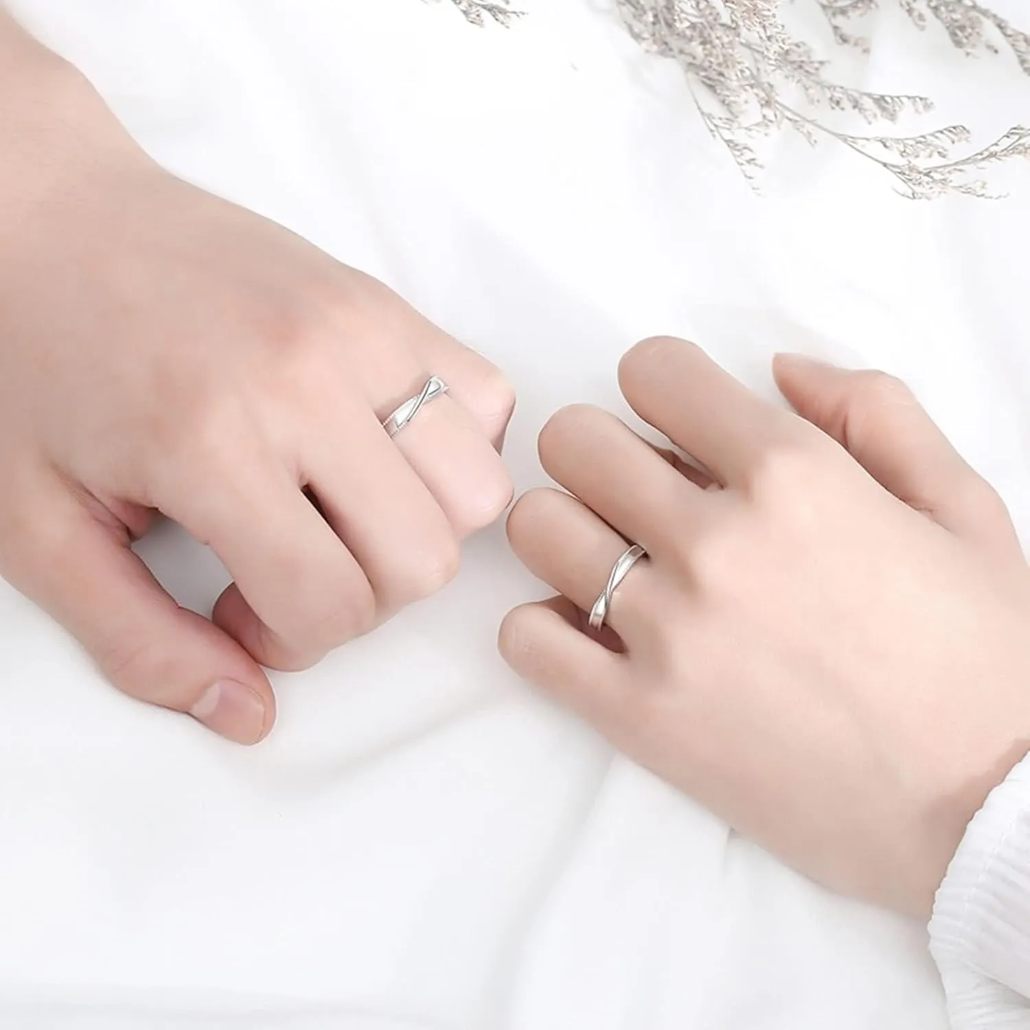 Couple Rings Personalized Promise Bands for Couples,Wedding Rings for Couple Sterling Silver Adjustable,Simple Round Rings for Silver
