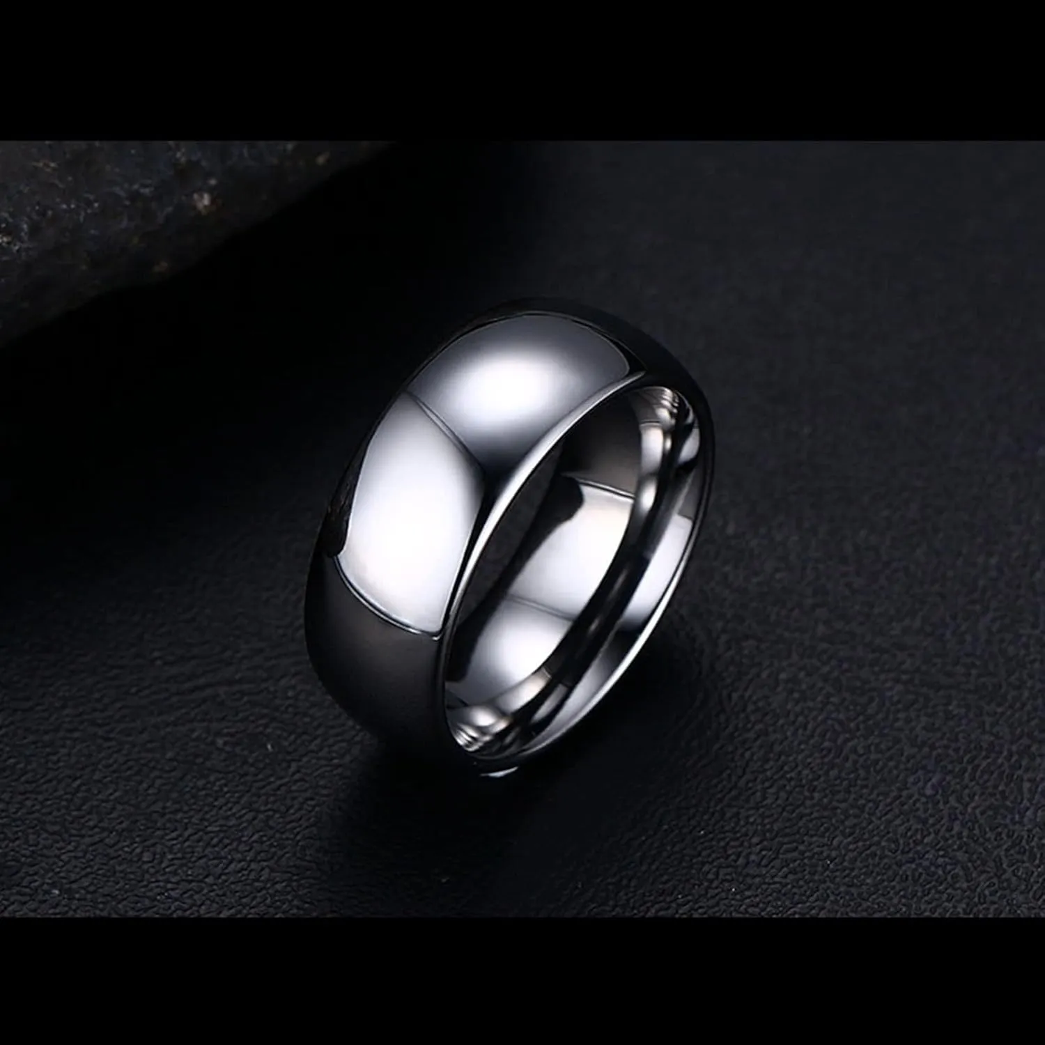Couples Engagement Rings Set, Tungsten Rings for Men 8mm Silver Ring Plain Dome Rings for Men and Women