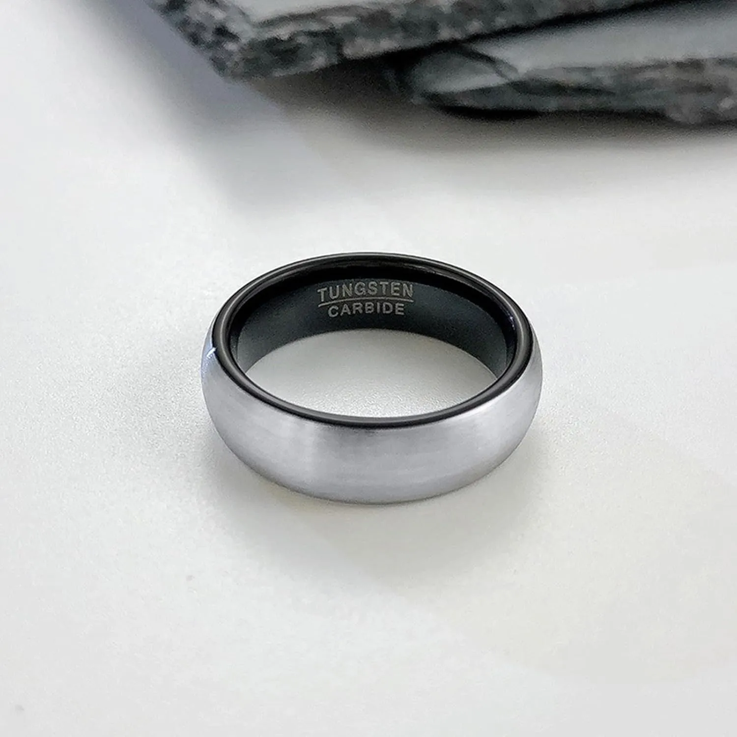 Couples Promise Rings, Black Tungsten Rings for Men Brushed Ring 8mm Rings for Men and Women