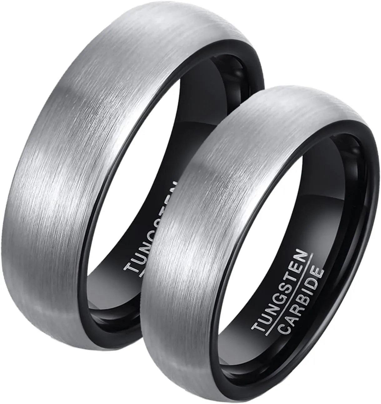 Couples Promise Rings, Black Tungsten Rings for Men Brushed Ring 8mm Rings for Men and Women