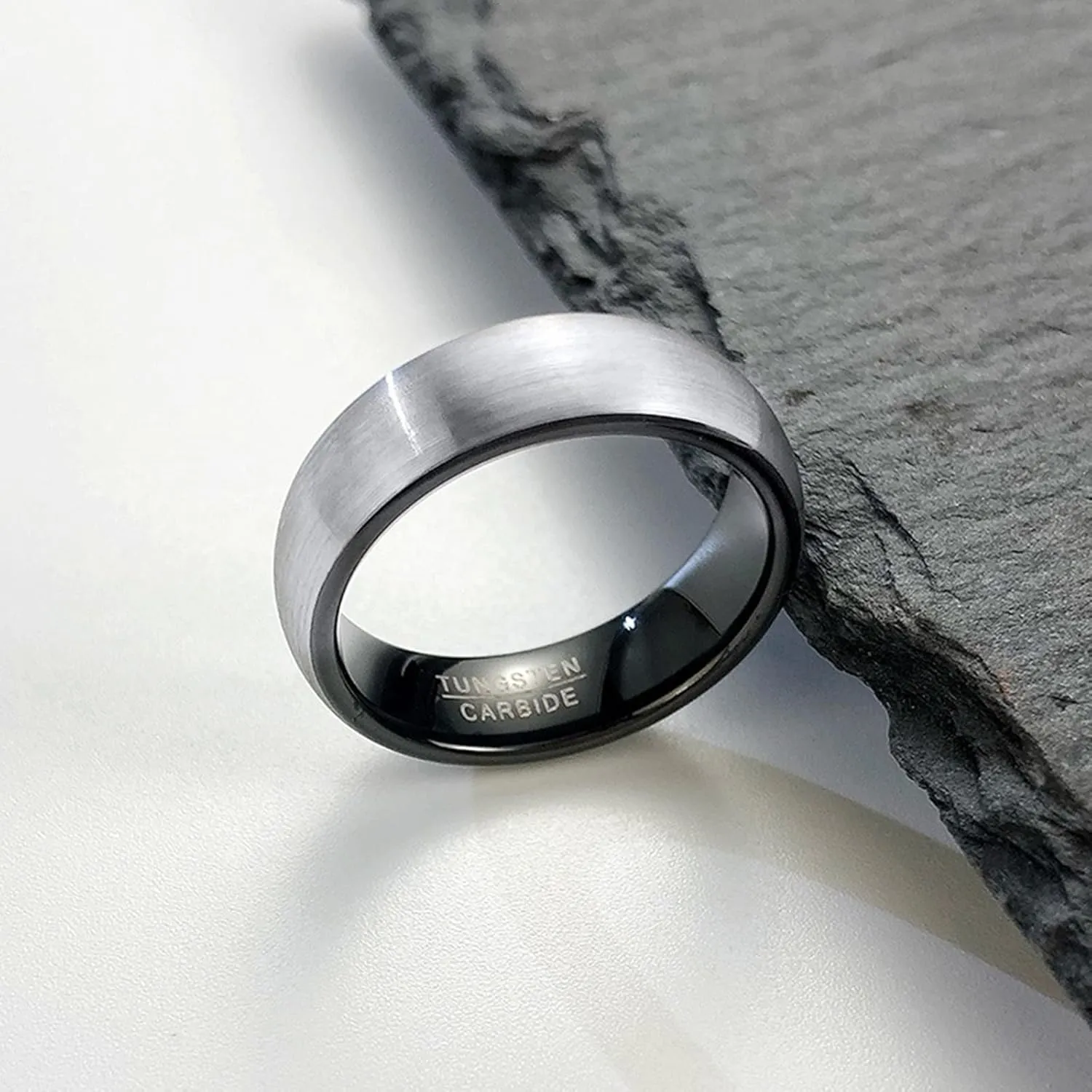 Couples Promise Rings, Black Tungsten Rings for Men Brushed Ring 8mm Rings for Men and Women