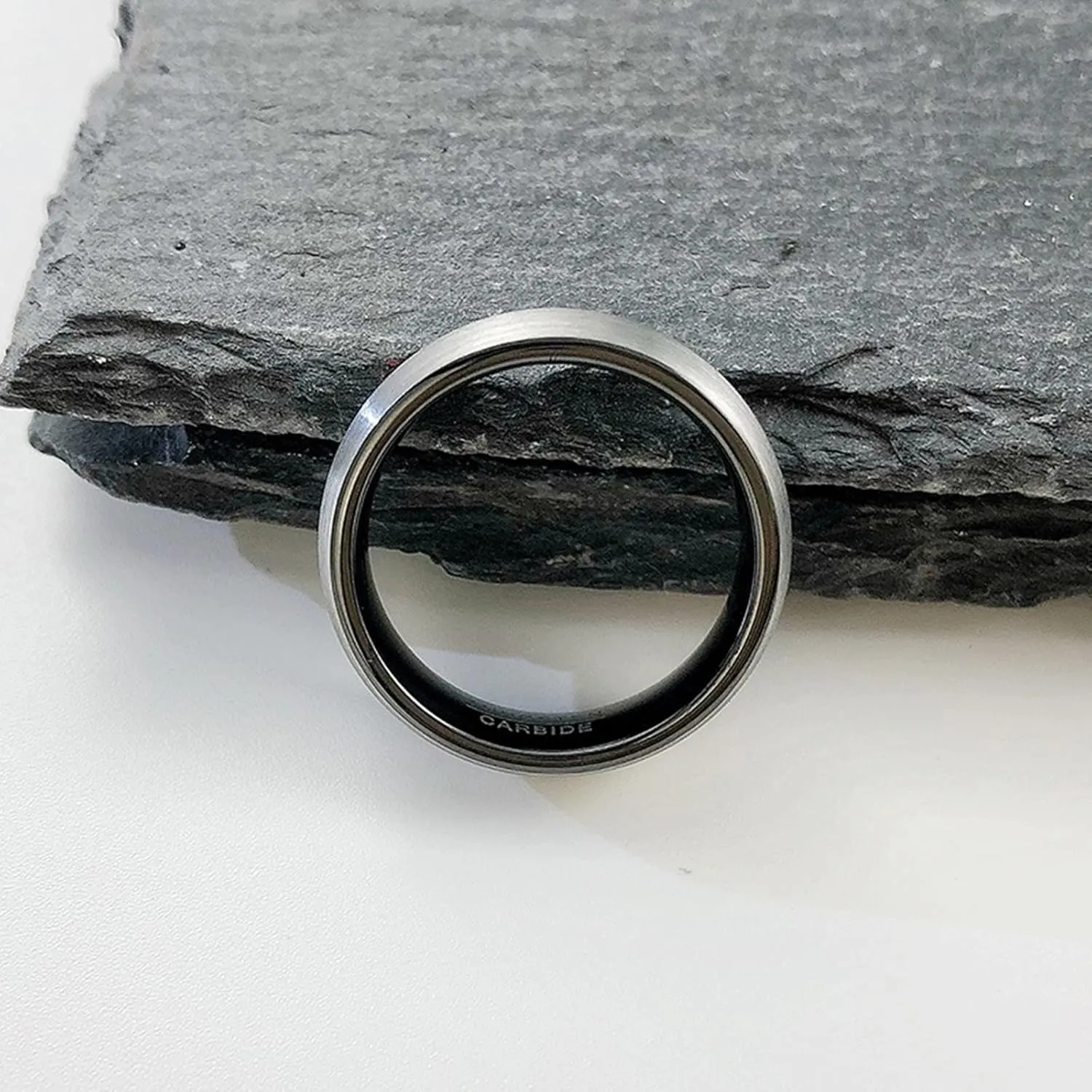 Couples Promise Rings, Black Tungsten Rings for Men Brushed Ring 8mm Rings for Men and Women