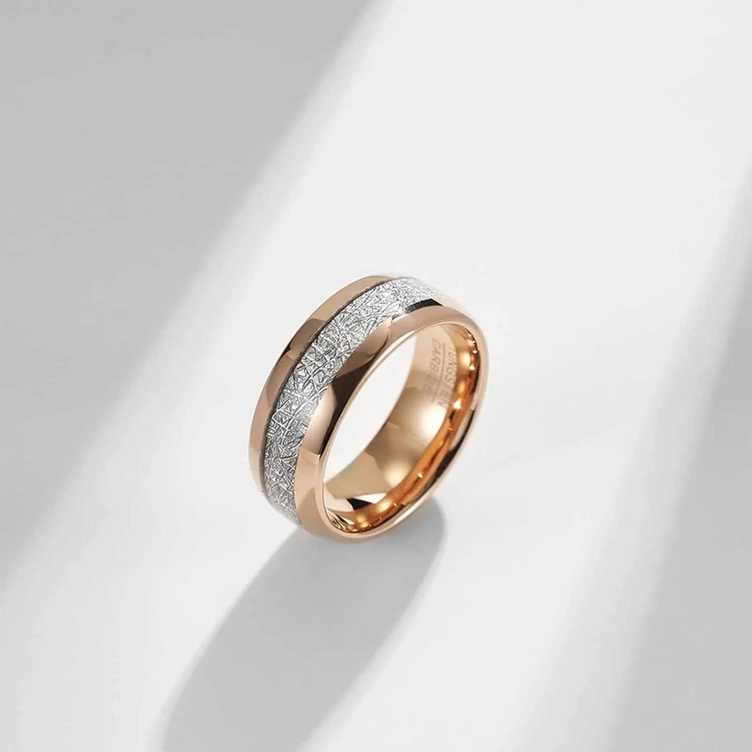 Couples Rings Set, Men Rings Tungsten 8mm Rose Gold Ring Inlay Metal Valentine's Day Couple Rings