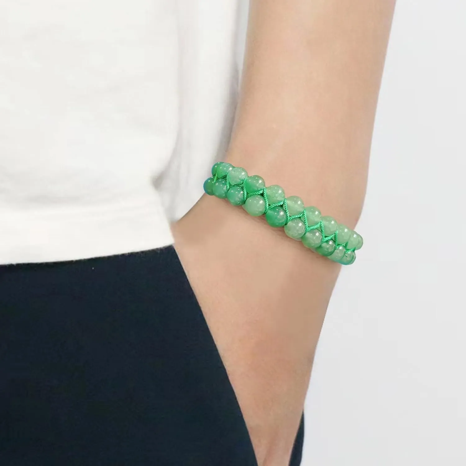 Crystal Bead Bracelet for Women, Handmade Jade Bracelet for Men, Emerald Protection Bracelet, St.Patrick's Day Bracelet, Genuine Premium Jade Crystal Jewelry Bracelets (Emerald)