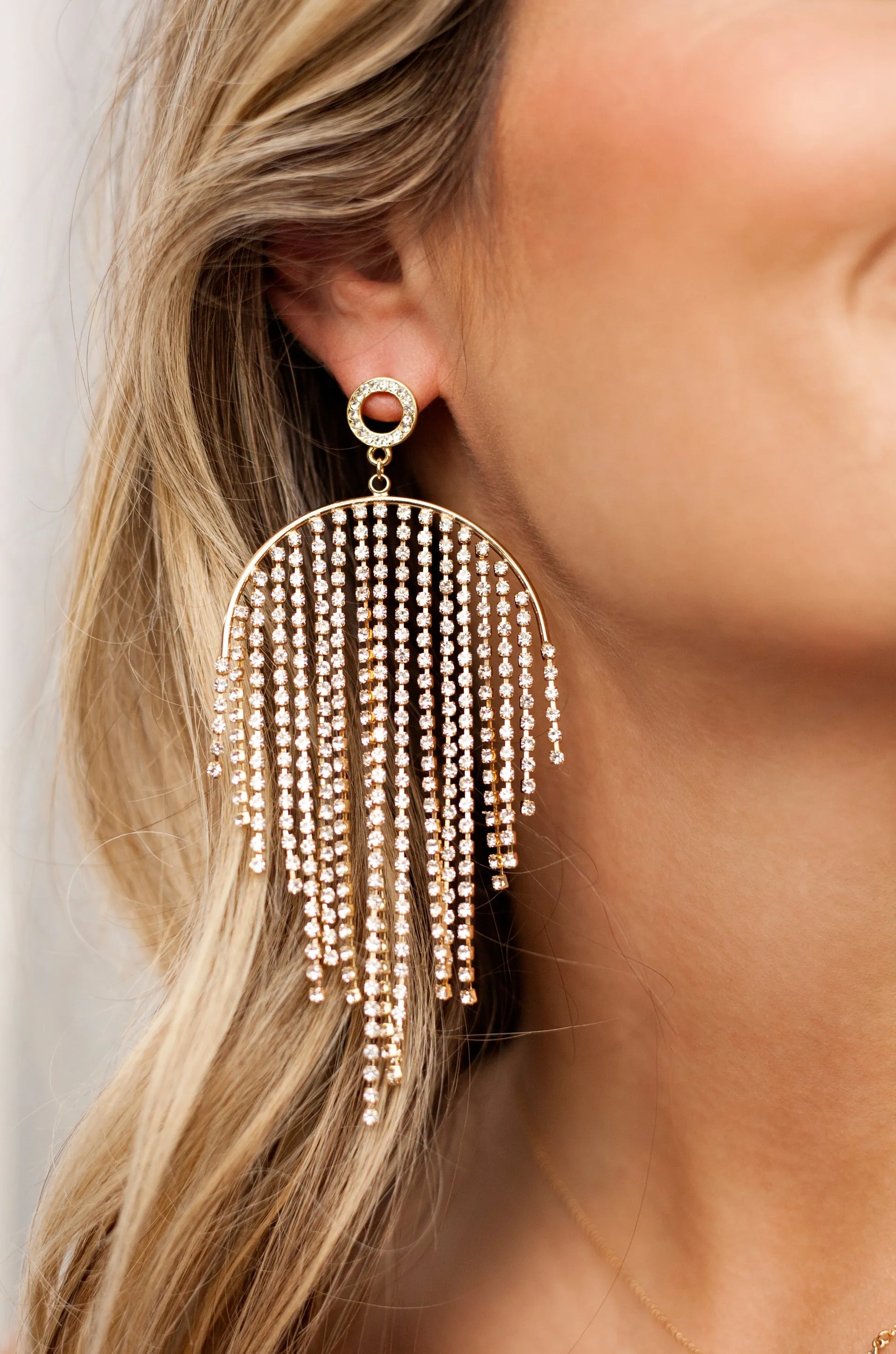 Crystal Elegance Fringe 18k Gold Plated Earrings