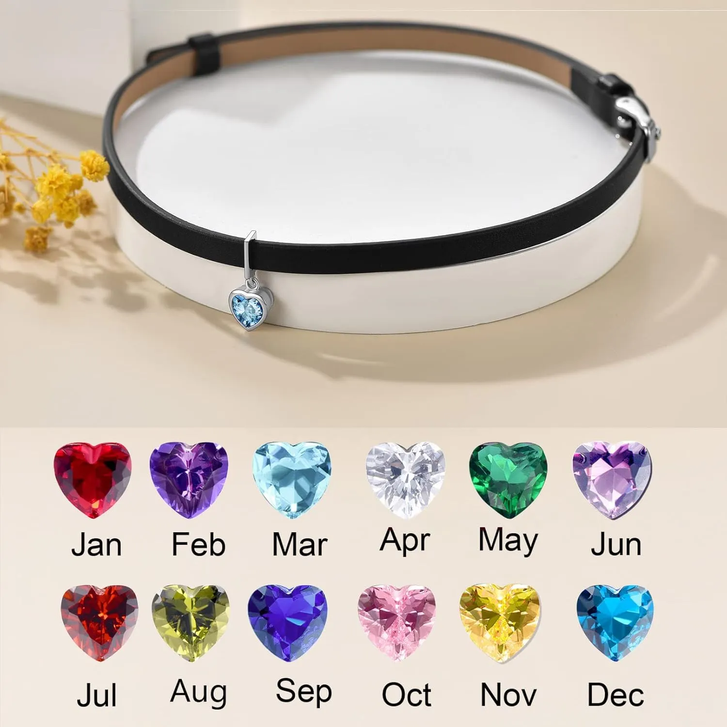 Custom4U Personalized Black Leather Choker Necklace with Picture/Name/Initials/Letters Charm,Custom Made Adjustable Choker Collar Gothic Punk Necklaces Jewelry Gifts for Women