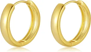 DAILY VIBES Small Gold Chunky Hoop Earrings for Women 14K Gold Plated 925 Sterling Silver Post Oval Huggie Hoop Earrings for Women Dainty Thick Gold Hoops