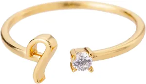 Dainty Gold Plated Cubic Zirconia Initial Rings Adjustable Alphabet Letter A-Z Open Rings Jewelry Gifts for Women