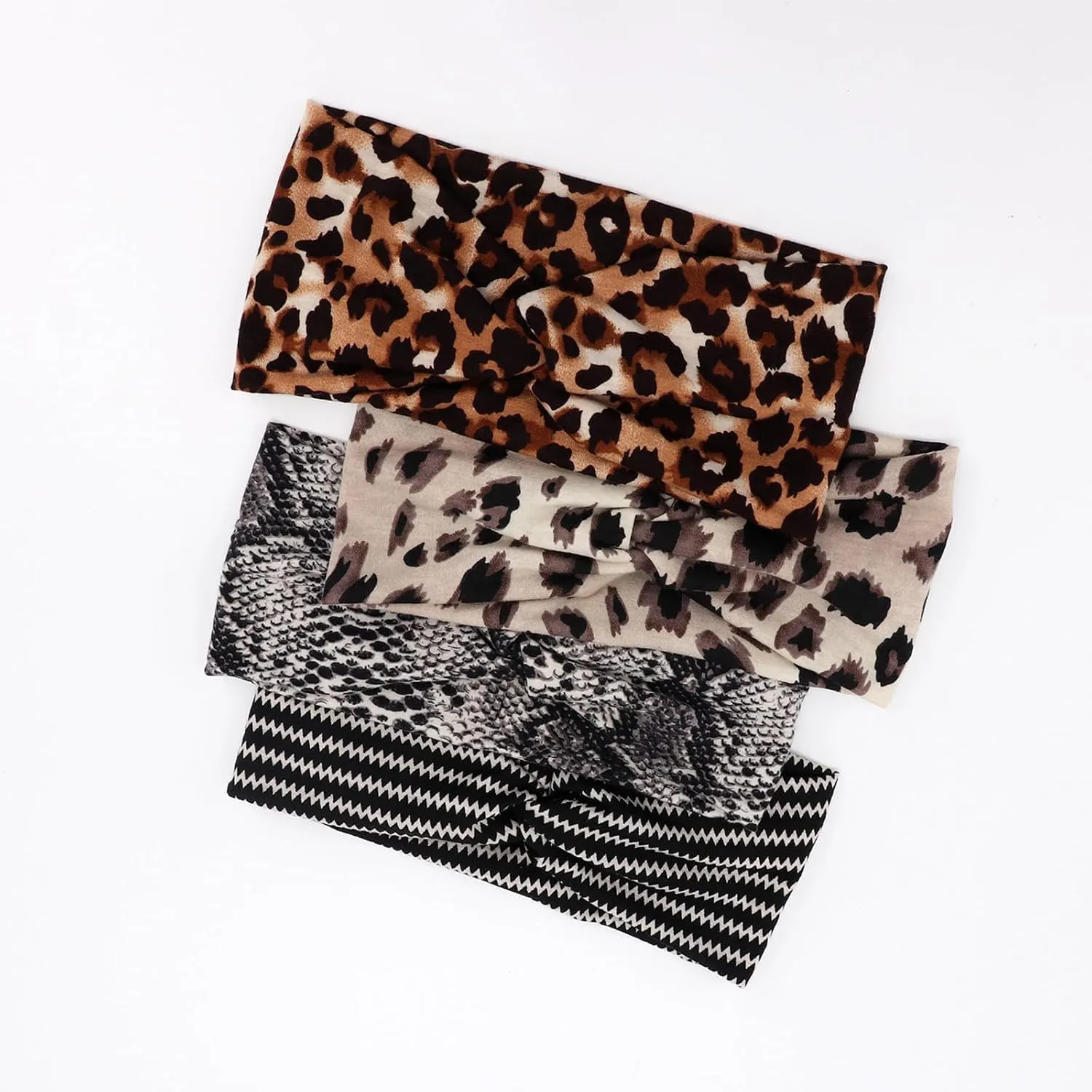 DRESHOW 8 Pack Headbands for Women Girls Vintage Leopard Headband Knotted Headwraps Criss Cross Hair Bands Accessories