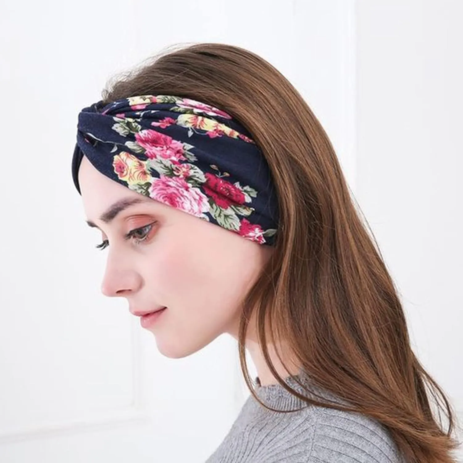DRESHOW 8 Pack Headbands for Women Yoga Knotted Headbands Elastic Criss Cross Hair Accessories Sports Head Wrap Non Slip
