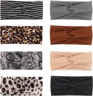 DRESHOW 8 Pack Headbands for Women Yoga Knotted Headbands Elastic Criss Cross Hair Accessories Sports Head Wrap Non Slip