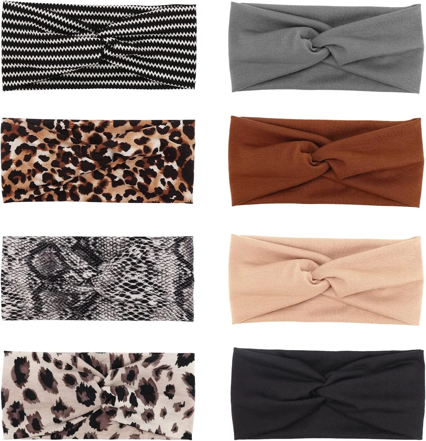 DRESHOW 8 Pack Headbands for Women Yoga Knotted Headbands Elastic Criss Cross Hair Accessories Sports Head Wrap Non Slip