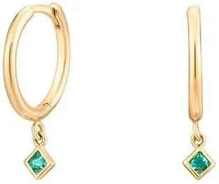 E Green Zircon Stud Hoop Drop Dangle Earrings For Women Gold Plated Ear Cuffs Women's Clip Earrings Jewelry 5sss