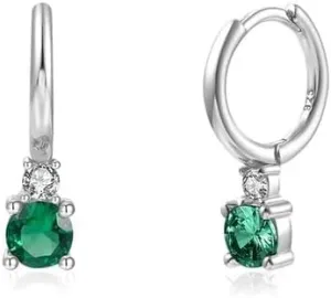 E Green Zircon Stud Hoop Drop Dangle Earrings For Women Gold Plated Ear Cuffs Women's Clip Earrings Jewelry 5sss