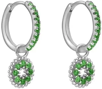 E Green Zircon Stud Hoop Drop Dangle Earrings For Women Gold Plated Ear Cuffs Women's Clip Earrings Jewelry 5sss