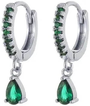 E Green Zircon Stud Hoop Drop Dangle Earrings For Women Gold Plated Ear Cuffs Women's Clip Earrings Jewelry 5sss